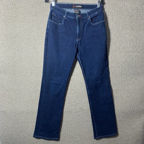 FUBU Womens Jeans 11/12 Juniors Dark Wash Denim Straight Leg Mid‎ Rise Y2K Retro - Picture 1 of 11